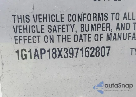 2009 Chevrolet Cobalt Ss из США, поврежденный, VIN 1G1AP18X397162807